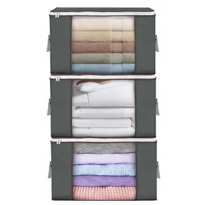 LMMAKE Clothes Large Storage Bags Foldable and Zippers, Containers for Organizing Bedroom, Closet, Clothing, Comforter, Organization and Storage with Handle