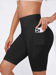 High-Waisted Yoga Shorts for Women - Buttery Soft & Squat-Proof, Tummy Control Workout Shorts - Solid Color 4-Way Stretch Gym, Running, Pilates