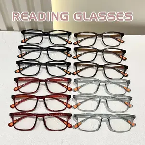 12PCS, Square frame eyeglasses, men's and women's retro square small frame trendy multi color selection high-definition reading glasses - simple PC material,+1.0 to+4.0 degrees, lightweight, Trending Eyeglasses, Reading Eyewear