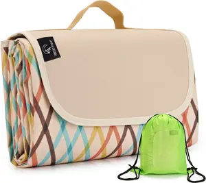 Extra Large Picnic Blanket Waterproof Sandproof, Durable Oxford Foldable Picnic Mat Outdoor Blanket for Lawn Park Beach Travel, Portable with Tote Bag