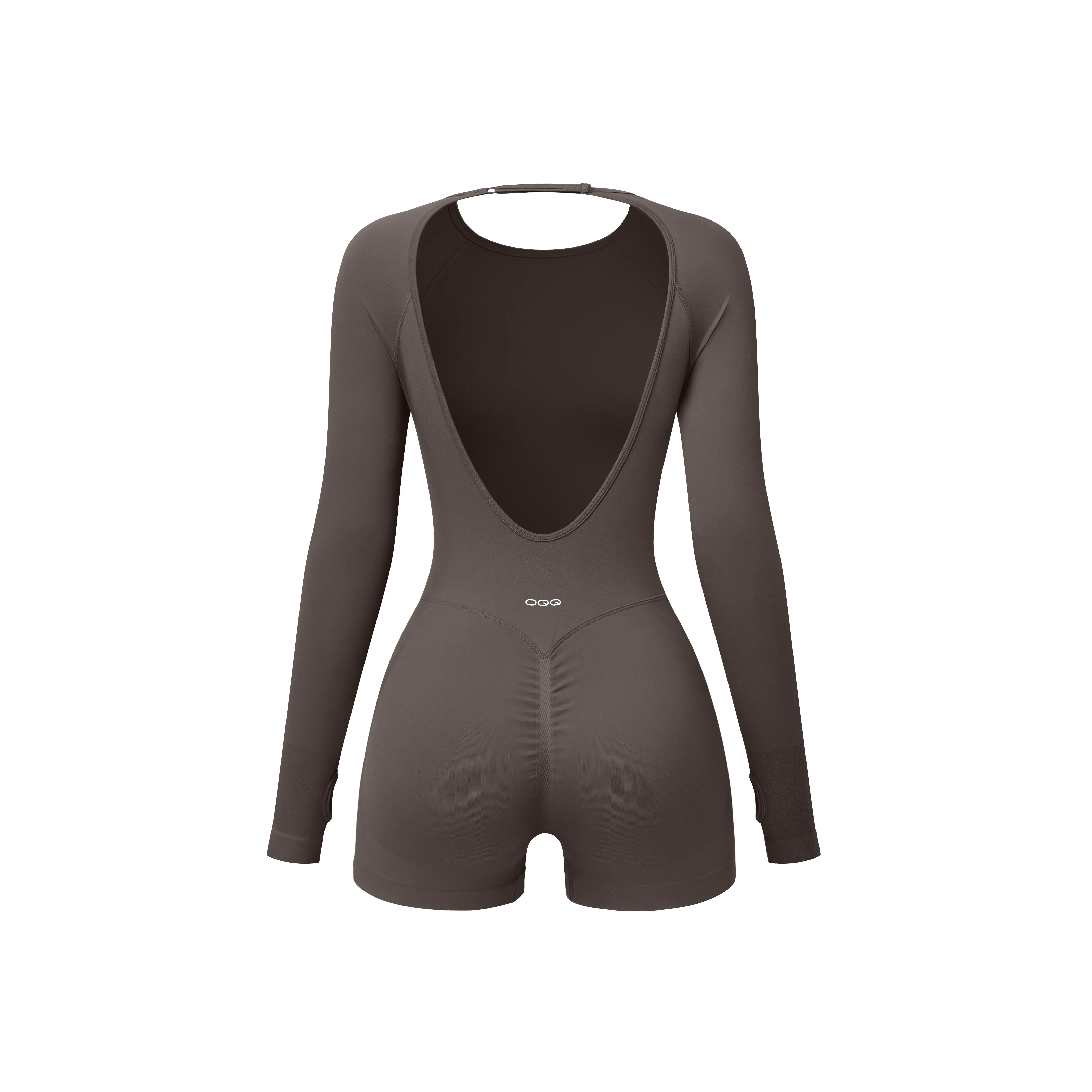 OQQ Women Rompers Impact Long Sleeve One Piece Backless Butt Lifting Yoga Rompers 2026