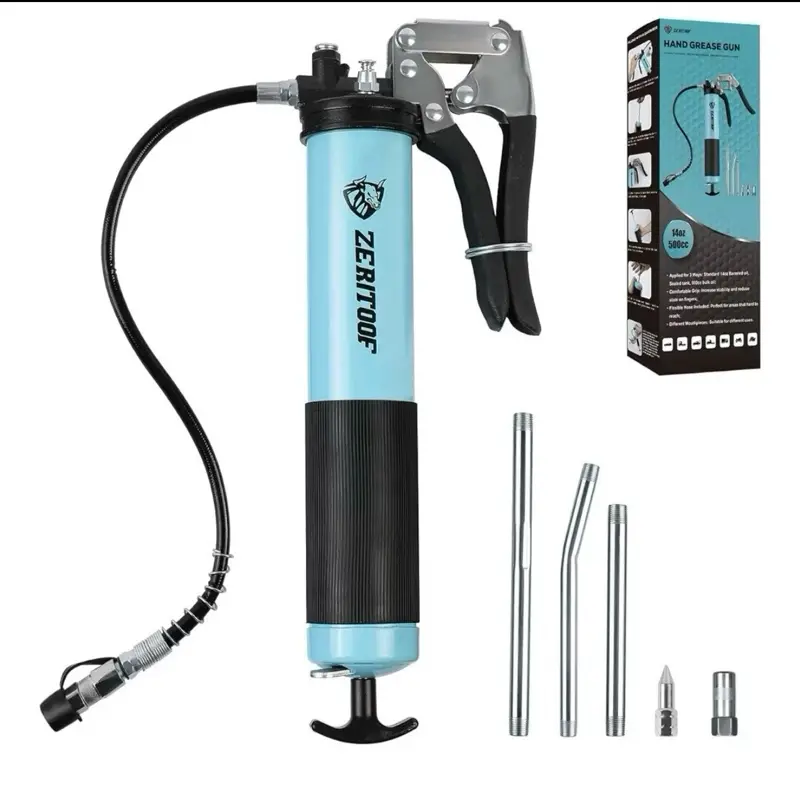 Lever Action Grease Gun, 14oz (500cc), 8500 PSI High Pressure Lubrication Tool