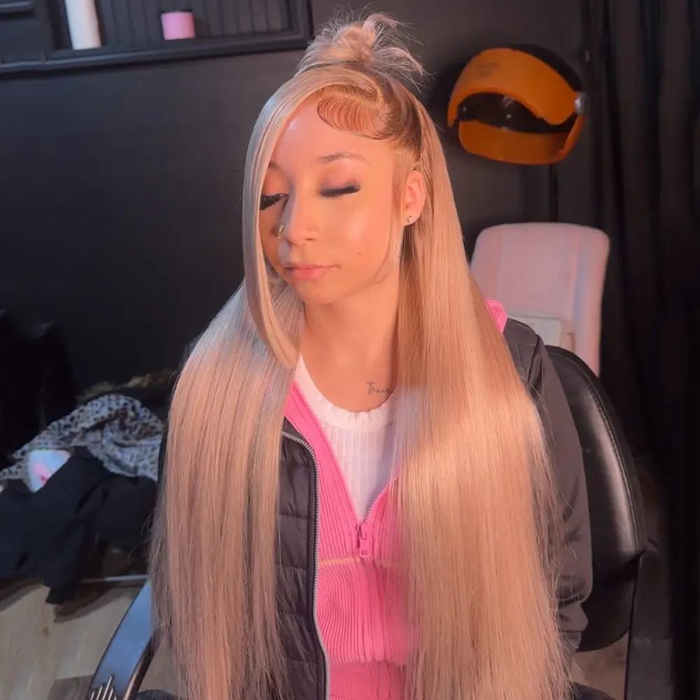 Ombre Ash Blonde Wig Body Wave Pre-Cut Lace Human Hair 180% Density Milk Tea with Dark Root Body Wave Wig 13x6 Transparent Thin Lace Front Drawstring Wigs Full And Thicker Natural Hairline With Baby Hair Glueless Wig