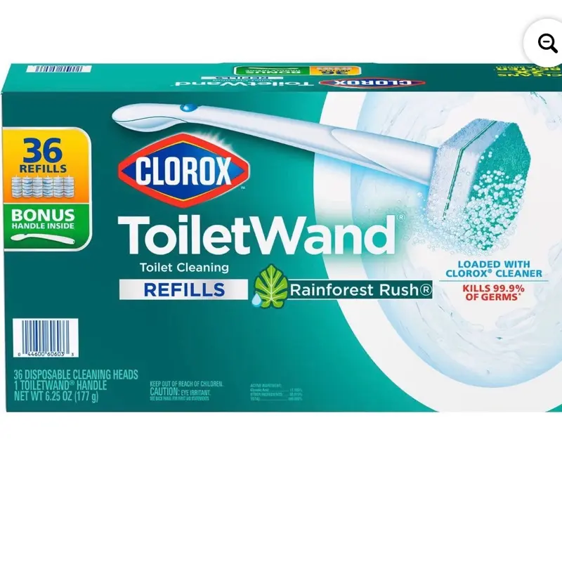 ToiletWand Toilet Cleaning Kit, Rainforest Rush, 1 ToiletWand Handle + 36 Refills