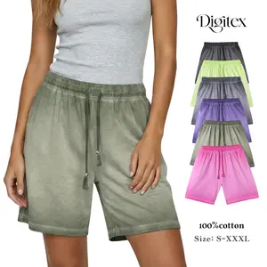 Digitex Women's Vintage Washed 100% Cotton Shorts Loose Fit with Side & Back Pockets Ultra Soft Breathable for Daily Wear Trendy Streetwear Basic Casual Womenswear Beach