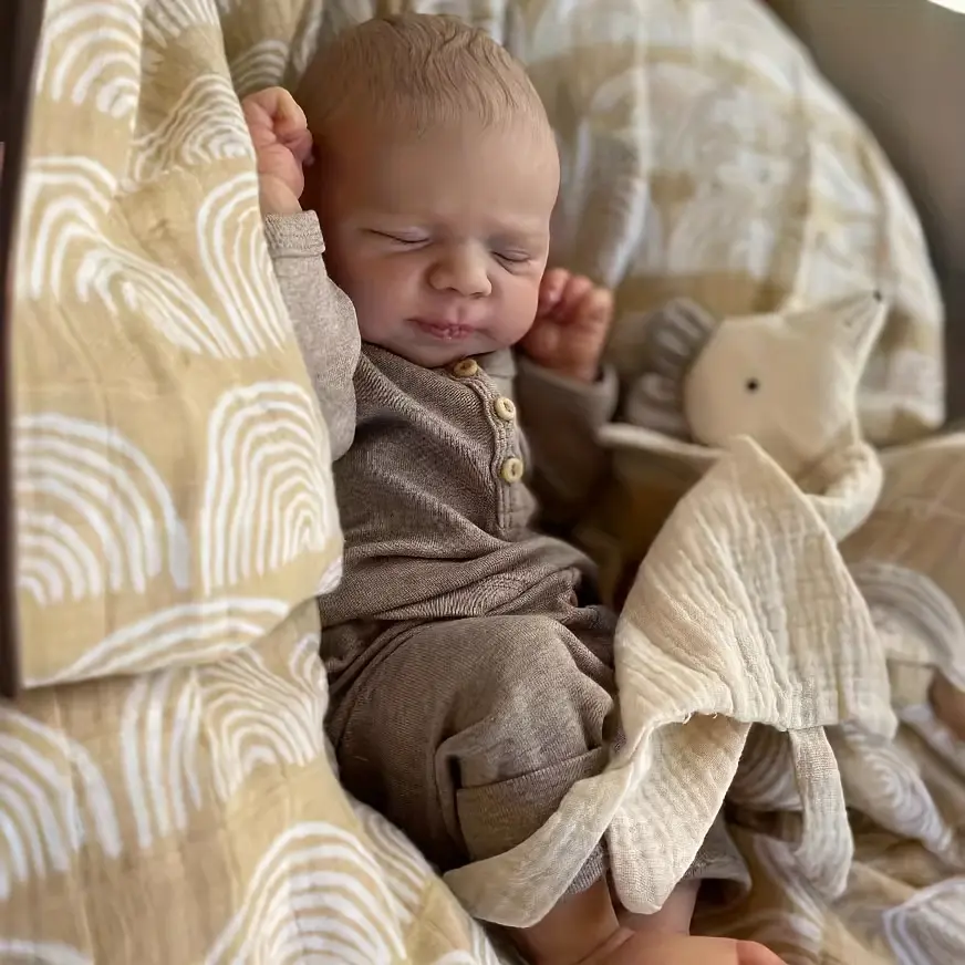 19Inch/49Cm Reborn Doll, Lifelike Soft Touch 3D Skin Advanced Painted, Hand Rooted Hair, Full Vinyl Dolls, Kids Birthday Christmas/ New Year Gifts Soft Silicone Reborn Doll with Washable Feel