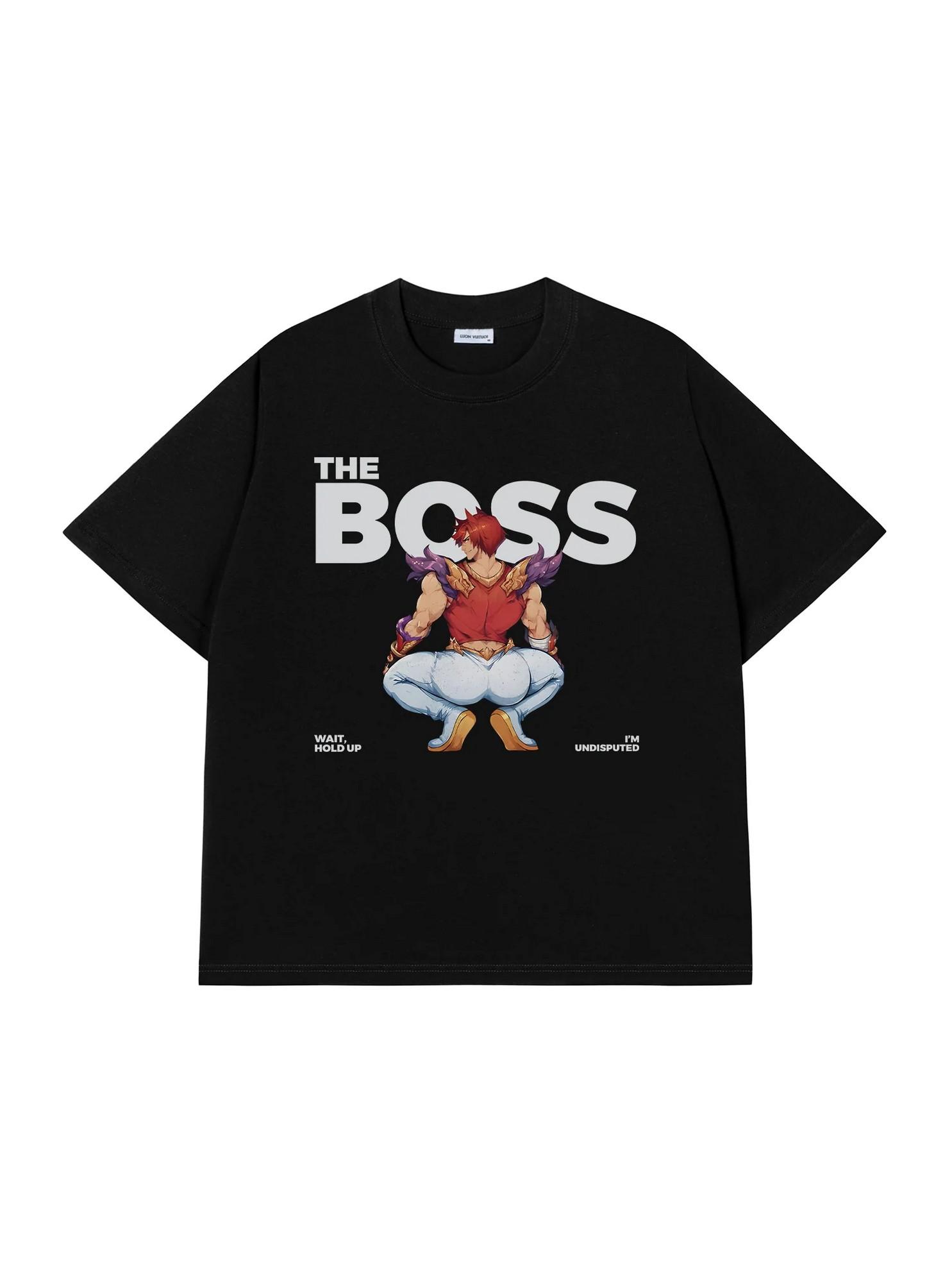 Slay Boss T-Shirt Funny Anime Meme Graphic Tee Hip Hop Streetwear Unisex Cotton