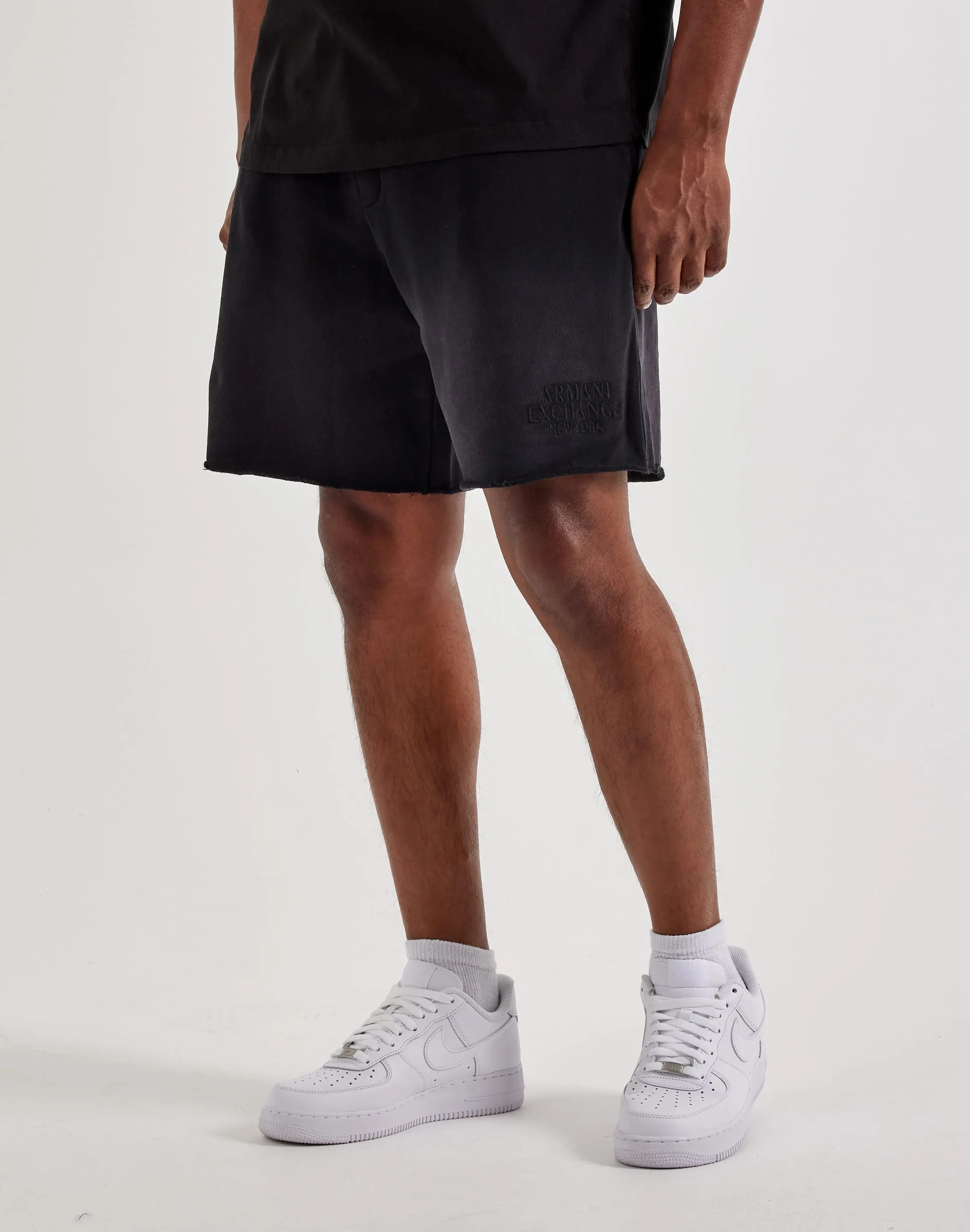 Mens Armani Exchange Embroidered Logo Fleece Shorts