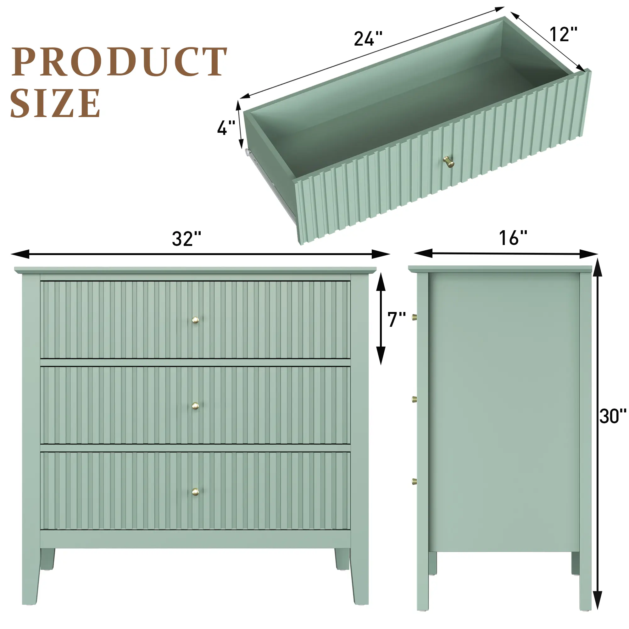 3 Drawers-Milky Green