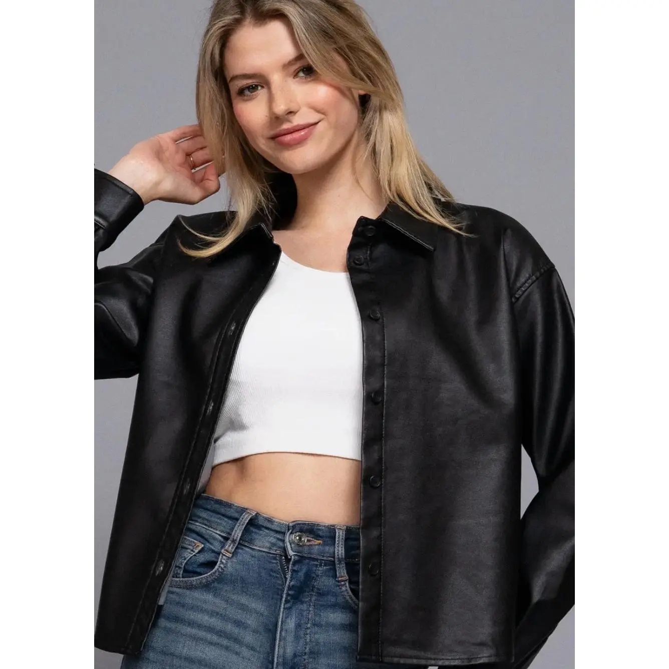 Off duty Faux Leather Jacket - Noir