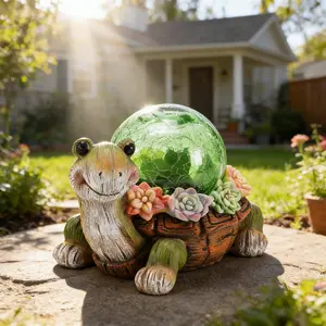 1 Pack Solar- Self-Lit Glowing Turtle Outdoor Statue,Resin Garden Decor, Luminous & Expressive Eyes for Patio, Deck, Yard - Low-Maintenance Night, Durable All-Weather Decoration, Unique and Charming Turtle Design with Vibrant,Gifts for Mom