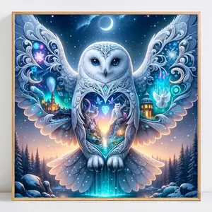 1count Diamond Painting Kit Creative Owl Pattern, Creative Owl Design, Diamond Art Cross Stitch Set, DIY Mosaic Gift for Adults Beginners, Handmade Gifts, Home Decor Wall Art