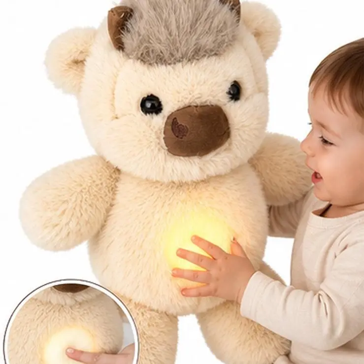 Breathing Highland Cow Plush Toy with Glowing Belly, Soft Cream Stuffed Animal with Shaggy Hair and Cute Horns, Press-to-Start Cozy Cuddle Companion for Bedtime, Bedroom Decor, Everyday Home Use, Kids, Teens, Cow Lovers, Birthday and Christmas Gift