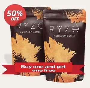2 packsRYZE Mushroom CoffeeUSDA Organic with 6Adaptogenic Mushrooms andMCT Oil, USA Grown InstantCoffee for Better Energy, FocusDigestion, lmmunity with TurkeyTail, Shiitake, Lion's Mane,30Servings