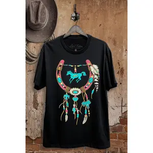 Black Dreamcatcher Mustang Tee – Western Cowgirl Graphic T-Shirt