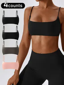 Women's Solid Wireless Sports Bra, Breathable Comfortable Quick Drying Bra, Ladies Sportswear for Yoga Gym