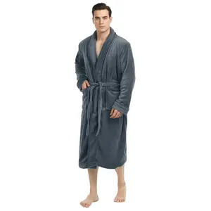 NY Threads Mens Robe, Luxury Plush Flully Coral Fleece Mens Bathrobe with Belt, Spa Bath Robe for Men with Two Front Pockets Loungewear Nightwear