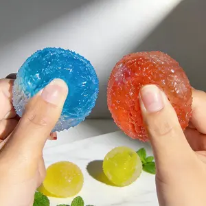Ice Crack Crystal Mochi Ball Squishy With Crunchy Sound Cold Touch Handmade TPR Soft Sensory Grippies Stress Relief Fidget Toy for ASMR & Relaxation & Gifting