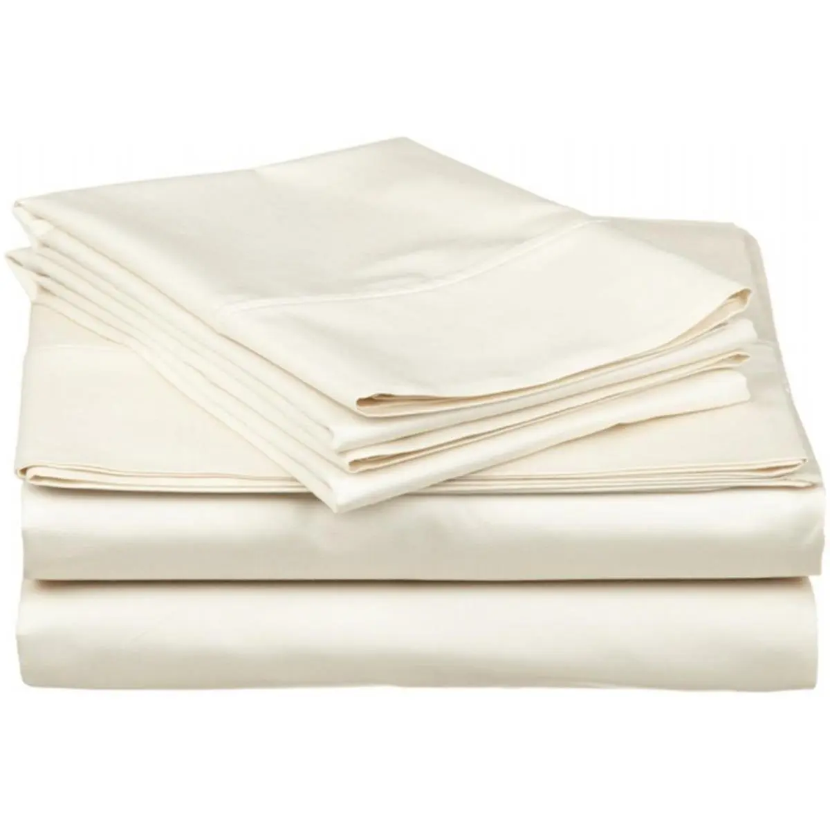 212 MAIN Split King Bedsheet Set - 400 Thread Count Egyptian Cotton, Solid Ivory, Soft Texture, Fitted Sheet, Flat Sheet, Sheets Egyptian Cotton
