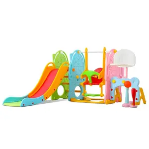 UNICOO Toddler Slide and Swing Set for Kids 1-3 with Basketball Hoop, 67" Slide & Height Adjustable Swing, 8 Functions for Indoor & Outdoor Use Durable