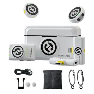 Hollyland Lark M2 Wireless Lavalier Microphone for iPhone/Android/Camera/PC/Laptop with Lightning/USB-C Plug, 48KHz 24Bit, 1000ft Range, Noise Cancel, 40H Battery for Video Recording (Combo Version)