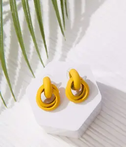 Mustard Abstract Stud Earrings