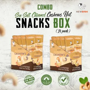 Combo 2 Sea Salt Caramel Cashews Newbam Nut Snacks 2 Box 24 Individual Pack (1.5oz per Pack) | Ready-to-eat Cashew Roasted Sea Salt Snack Size | Healthy Keto, Vegan, Gluten Free | No Oil, No Sugar add Protein