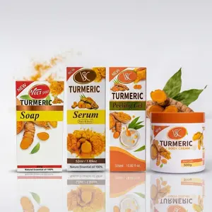 Brightening Turmeric body repair set of 4 face and body cream ,peeling gel, soap, serum