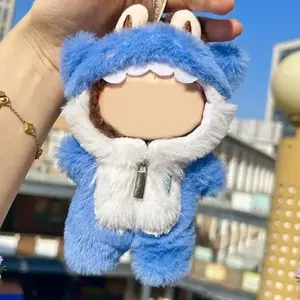 Blue Shark Outfit for 6.69inch Labubu Plush Doll - Cute Cartoon-Style Plush Hanging Toy with Orange & White Stripes, Soft Polyester Fabric, Perfect for Display or Gifting, Playful Design, Quality Craftsmanship, Super Soft Fluffy(No doll)