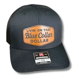 Blue Collar Dollar Hat – Livin’ On That Blue Collar Dollar Patch – Custom Laser Engraved Trucker, Fitted, or Ponytail Cap