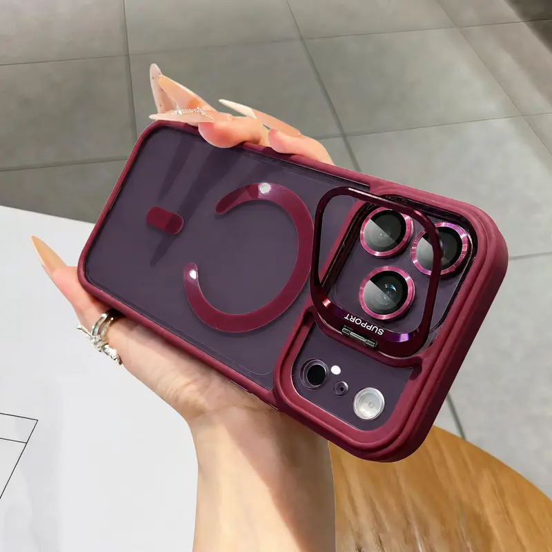 ROTUNOE ROTUNOE Magnetic Silicone Phone Case with Camera Lens Stand, MagSafe Compatible Shockproof Protective Cover, Built-in Kickstand & Lens Protection, Compatible with iPhone 18/17/16/15/14/13/12/11 Pro Max Air Plus Series