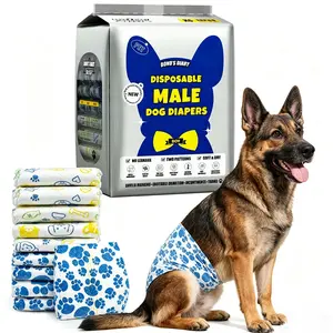 DONO Disposable Male Dog Wraps Diapers - Polymer Core Rapid-Dry Gel Technology, Super Absorbent, Leakproof, Fast-Absorbing, Breathable, Easy to Use, Anti-Slip, Multiple Sizes & Package Quantities, Paw Print Design Pet Supplies