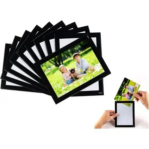 Magnetic Picture Frames with Black Border(4"X6",10 Pack),Magnet Photo Frame Pockets/Postcard Holder,Decorations for home/office/school/Classroom/party