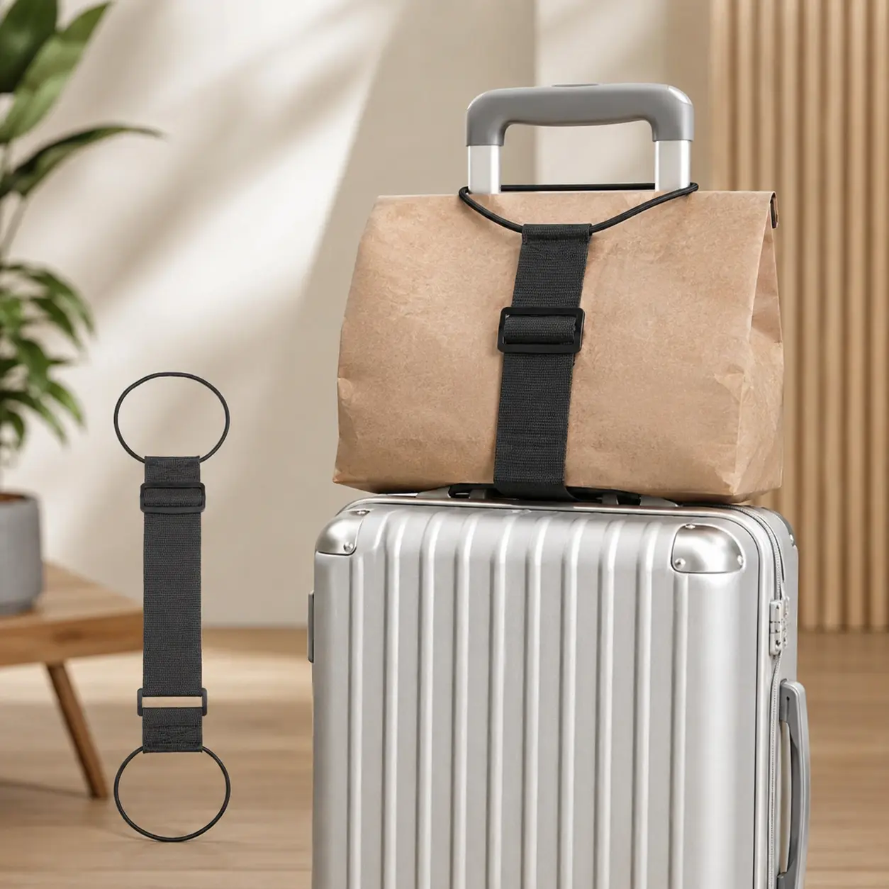 2-Pack Synthetic Adjustable Luggage Stacking Straps, Durable Home Organizer Accessory, Easy-to-Use Tool for Secure Bag Stacking & Hands-Free Travel Convenience