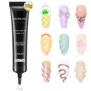 3D Transparent Shaping Gel 15g, Professional Nail Art Gel for Design, DIY Nail Carving, Sculpture Gel, 5D Embossing Gel, Candy Gel