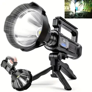 3 Styles USB Rechargeable, LED Spotlight Flashlight, High Lumen, Upgraded XHP70/XHP50/XPE, Bright Searchlight With 4 Modes, Portable Flashlight Suitable For Camping, Hiking, Fishing, Hunting Adventure Patrol Lantern With Stand