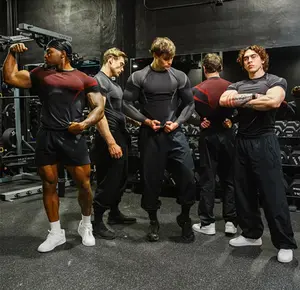 Men Compression Running T Shirt Fitness Tight Short Sleeve Tshirt Training Jogging Shirts Gym Sportswear Quick Dry Rashgard