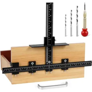 Aluminum Cabinet Hardware Jig, Punch Locator Drill Guide, Drilling Dowelling Guide for Installation of Handles Knobs on Doors and Drawer, Cabinet Template Tool for Handles and Pulls