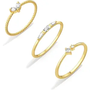 Tewiky Non Tarnish 3PCS Thumb Rings Set Dainty Thin Stackable Ring Sets For Women Trendy Jewelry Size 5-10 For Fashion For Valentine's Day