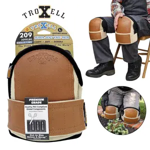 TROXELL USA Super-Soft Large Leatherhead Red Knee Pads - Comfortable, Adjustable, Washable Kneepads
