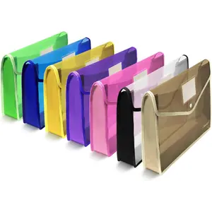 7 Pack B4 Plastic File Folders  Transparent Expandable File Folder - &&Yellow&Green&White&Blue&Black