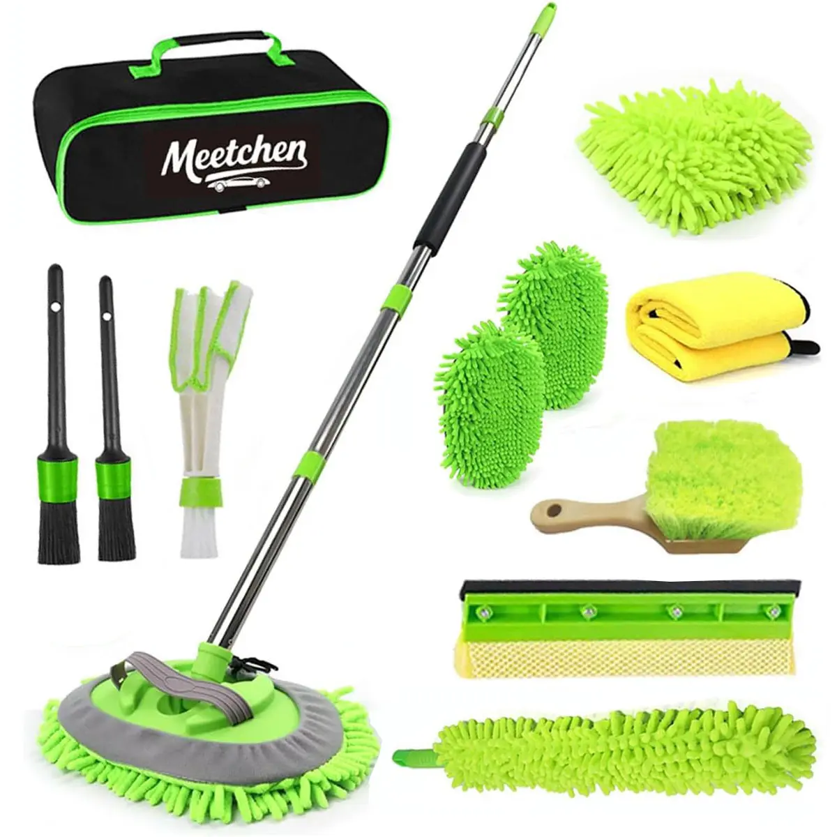 Car Cleaning Kit 62 Inch Long Handle Car Wash Brush Mop Set, Car Cleaning Supplies, Car Detailing Kit, Car Detailing Tools for Trucks Suv RV and Home Vehicles, Car Washing Kit
