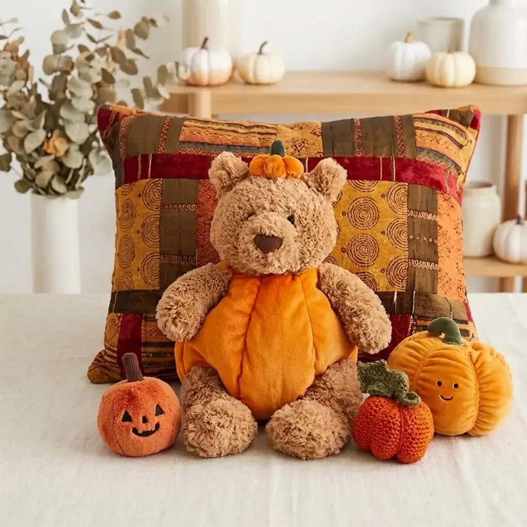 Jellycat Pumpkin Plush Bear Keychain, Official Jellycat Soft Toy, US Stock Ready to Ship, Free Gift Bag Included, Ideal Gift Accessory
