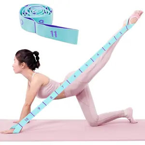 11 Loops Stretch band - Yoga, Pilates, Ballet, and Physical Therapy Stretching strap for Flexibility, Leg Stretching, and Exercise - Durable Stretching equipment for Dance and Fitness