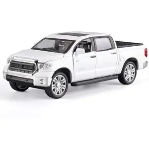 Toy Pickup Trucks for Boys 1/32 Tundra Diecast Cars Model,Zinc Alloy Toy Pickup Truck,with Sound and Light,Pull Back,Birthday Gifts for Kids Ages 3 Year and UP(White)