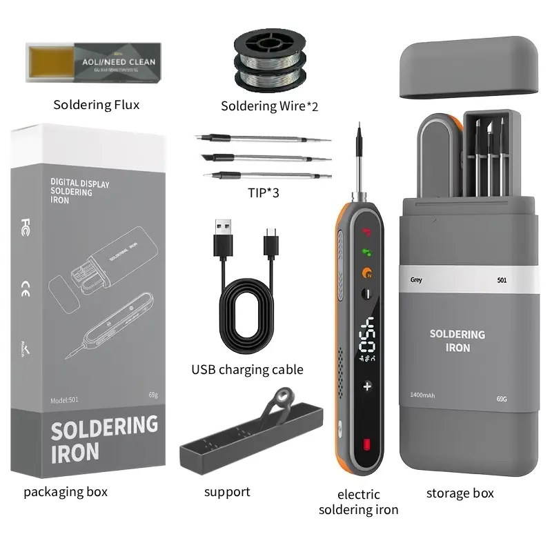 Cordless Soldering Iron Kit with Digital Display, 8s Fast Heat USB Rechargeable Soldering Pen for Electronics, DIY Repair, Circuit Boards