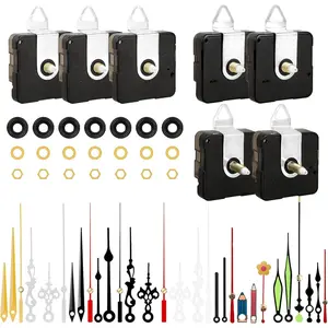 7pcs High Torque Quartz Clock Movement Mechanism Replacement Kit with 10 Different Pairs of Hands, Clock Parts for DIY Handicrafts Repair, Shaft Lengths 12mm 15.5mm 21.5mm
