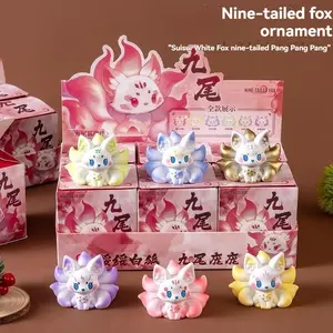 Nine-Tailed Fox Desktop Decoration, Resin Craft, Cute Handmade Figurine, Car Dashboard Ornament, Small Decorative Item