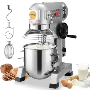 VEVOR Commercial Food Mixer, 30Qt Commercial Mixer with Timing Function, 1100W Stainless Steel Bowl Heavy Duty Electric Food Mixer Commercial with 3 Speeds Adjustable 108/199/382 RPM, Dough Hook Whisk