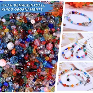 105 g  mixed color glass beads, various glass crystal beads used in jewelry production, glass spacer beads, colored transparent crystal beads, DIY production supplies